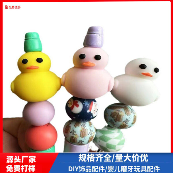 Wholesale 10pcs DIY Cartoon 3D Cute Blue Chick Silicone Beads