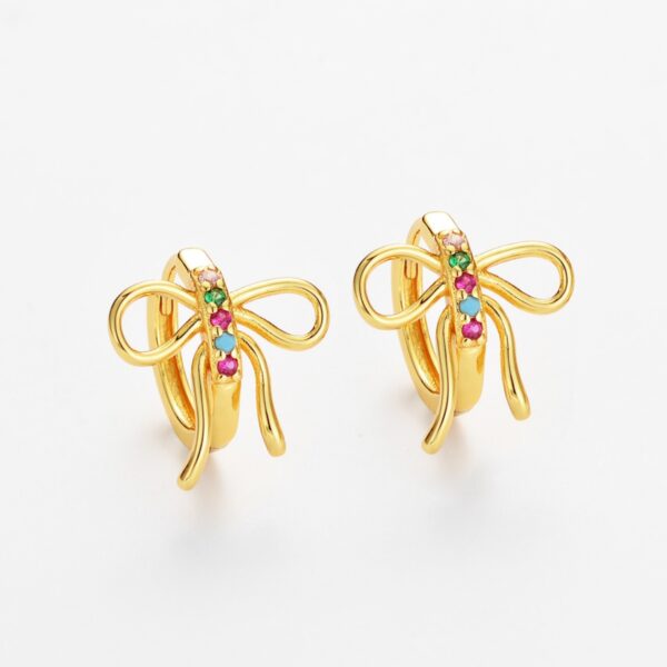 Wholesale Mixed-color zircon bow earrings for women