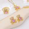 Wholesale Cute Bear Inlaid with Zircon Stainless Steel Necklace Pendant Accessories