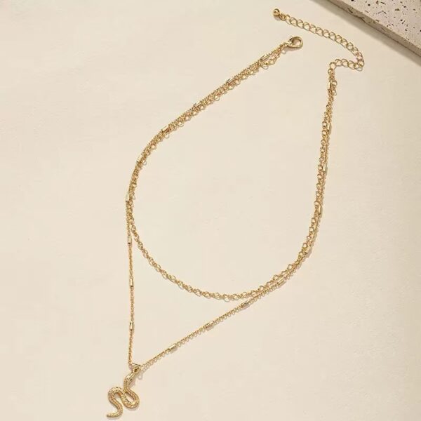 Wholesale Serpentine Fried Dough Twists Chain Layered Snake Pendant Necklace