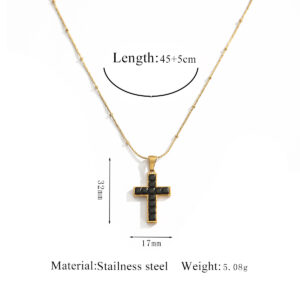 1 gold diamond cross necklace 2-black