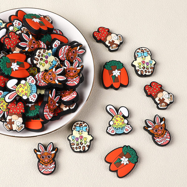 Wholesale drop beads Easter cartoon rabbit silicone beads DIY jewelry string pen