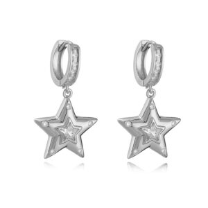 White Gold White Diamond five-pointed star 1 pair