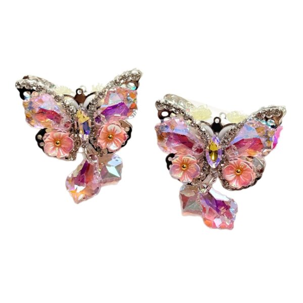 Wholesale 10pcs Alloy crystal butterfly straight hole double-sided beads