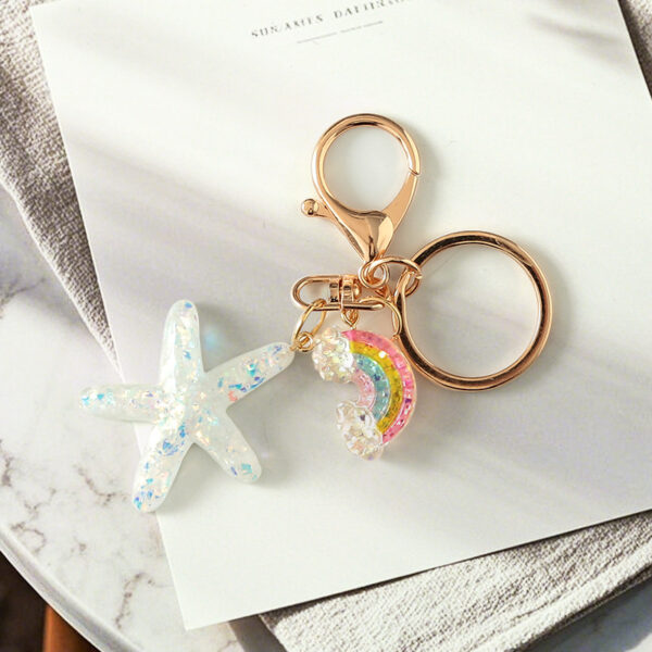 Wholesale Colorful Starfish Keychain Creative Ocean Girl Pendant