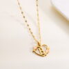 Wholesale 26 letter heart-shaped flower hollow stainless steel necklace