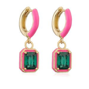 Rose drop oil green diamond 1 pair