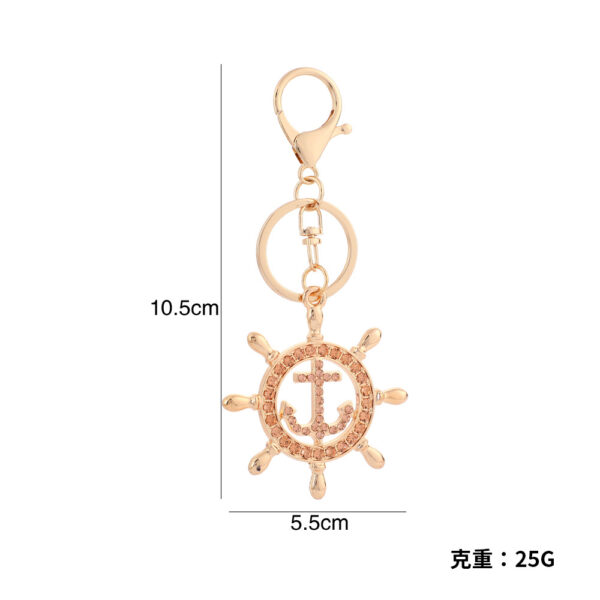 Wholesale Colored rudder, anchor, rhinestone, Metal Keychain