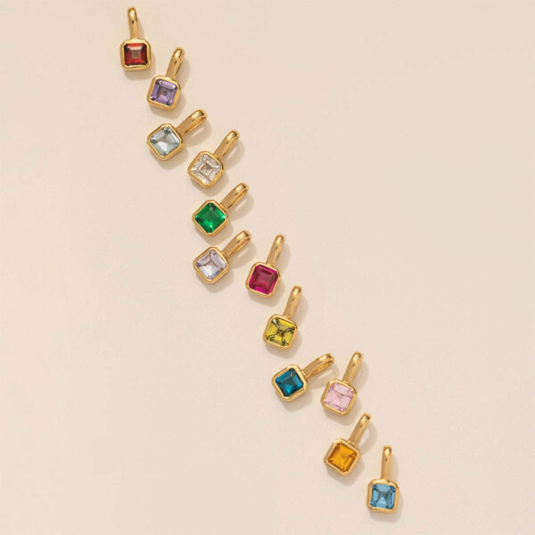 Wholesale Colorful birthstone block zircon pendant
