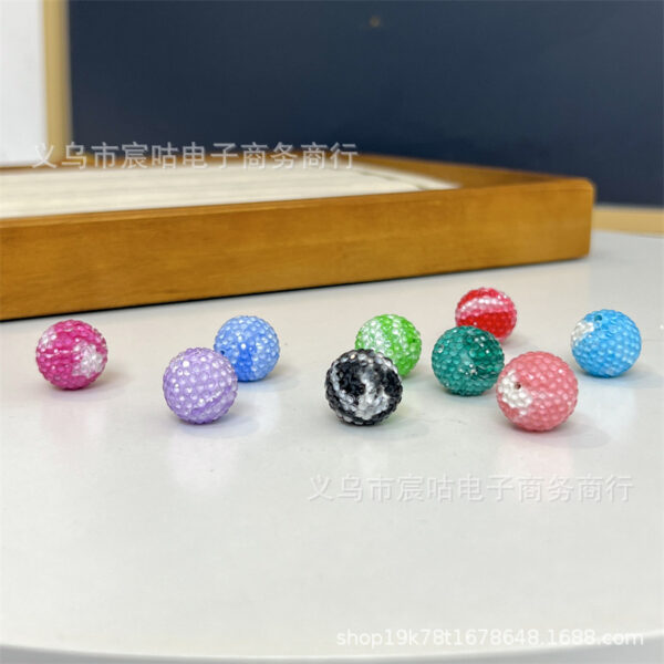 Wholesale 10pcs colored gradient clay white diamond beads