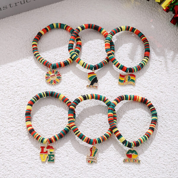 Wholesale Black History Month June Festival Red, Yellow, Green Adjustable Bracelet
