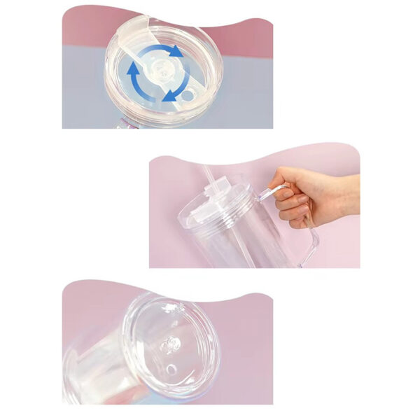 Wholesale Cross-border 40oz foreign trade car mug, giant transparent plastic cup, double-walled, large capacity, customizable water cup with glitter added.