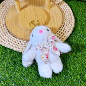 Cute floral bow lop-eared rabbit - white