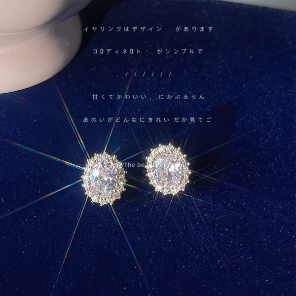 Wholesale Micro inlaid zircon silver needle goose egg shaped earrings