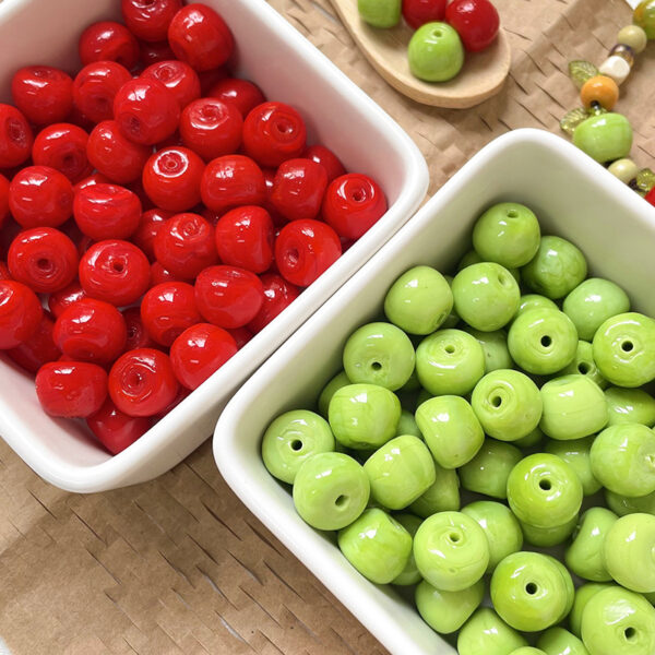 Wholesale 10pcs glass green apple red apple beads