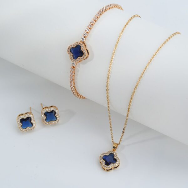 Wholesale Four leaf clover multicolored zirconium inlaid earrings