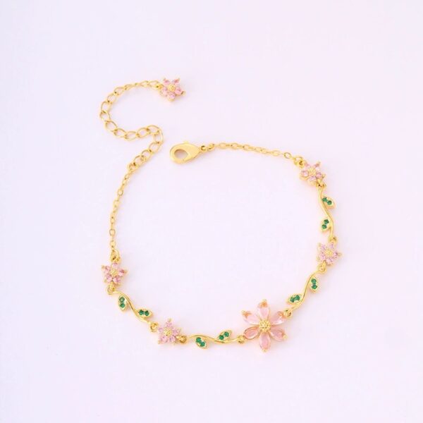 O1CN01WTXzlm1mmgFjI9AP7_2220324334997-0-cib Wholesale Sweet cherry blossom pink flower zircon bracelet