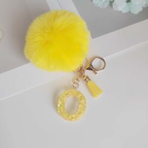 YellOw letter fur ball pendant/O / One piece is also wholesale price