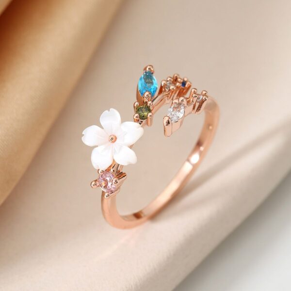 Wholesale Flower Open Ring for Women with Micro-Set Zircon