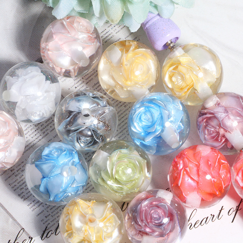 Wholesale Transparent double-sided rose straight-hole loose beads Acrylic Beads