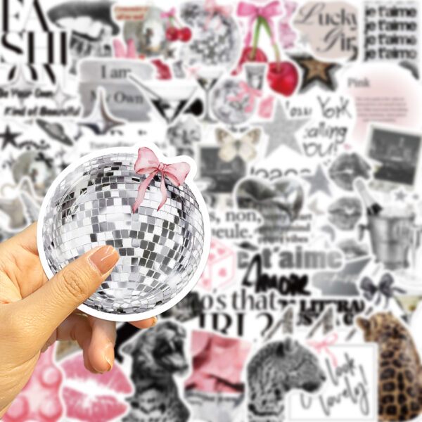 Wholesale 50pcs Silver Lucky Girl Graffiti Waterproof Vinyl Stickers