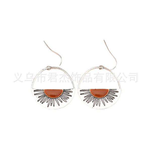 Wholesale Western style geometric semi-circular two-color sun earrings