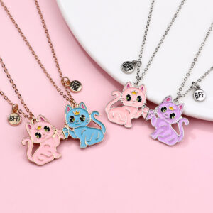 Wholesale children's magnetic necklace BFF alloy jewelry cartoon girl pendant