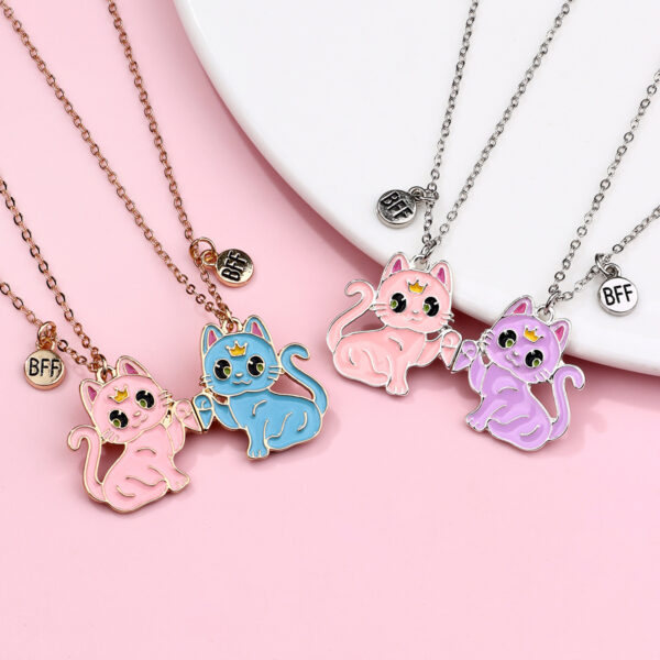 Wholesale children's magnetic necklace BFF alloy jewelry cartoon girl pendant