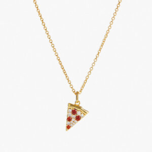 Wholesale Pizza red zircon diamond pendant collarbone chain