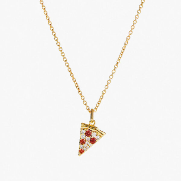 Wholesale Pizza red zircon diamond pendant collarbone chain