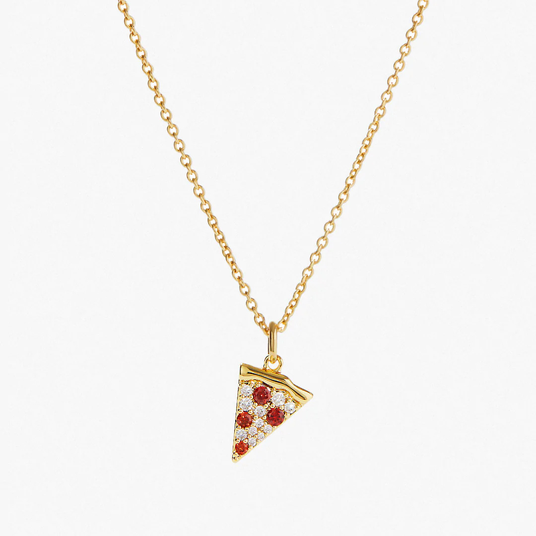 Wholesale Pizza red zircon diamond pendant collarbone chain