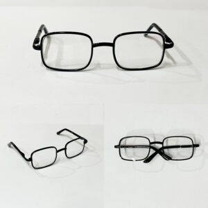 Black metal square-framed glasses