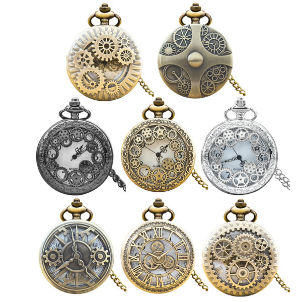 Wholesale Bronze large hollowed out patterned gear pocket watch