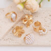 Wholesale Flower Alloy Irregular Pearl Ring