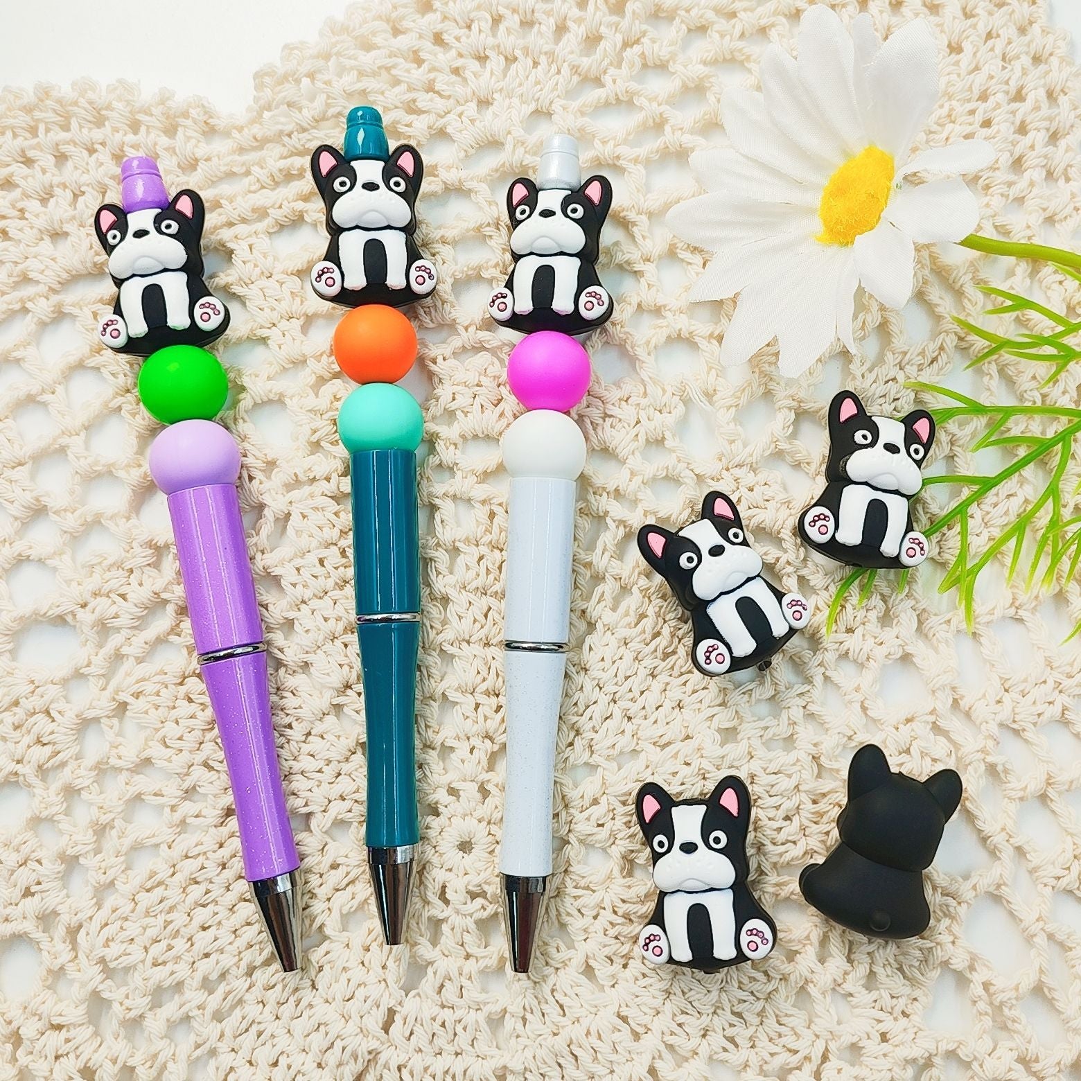 Wholesale 3D Cute Black and White Ppy Cartoon Beads