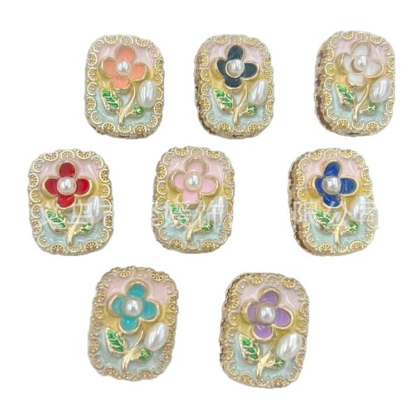 Wholesale 10pcs Oil painting style flowers pearls beads