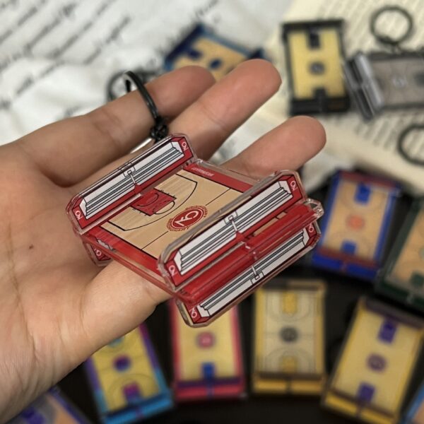 Wholesale Acrylic sports basketball court keychain