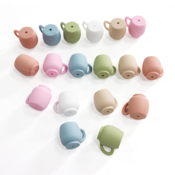 Wholesale 10pcs Three-dimensional Cup Creative Baby Teething Round Beads DIY Accessories Silicone Printed Beads