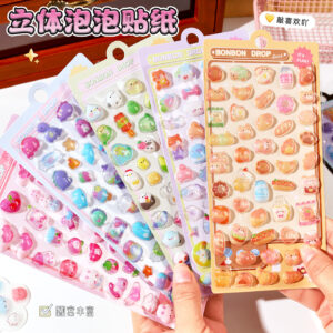 Wholesale Creative Stereo Relief Stickers for Kidsren, Fun Crystal Bubble Stickers, Cute 3D Cartoon Decorative Stickers, Gift