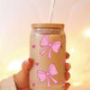 Wholesale Pink Cartoon Bow 16oz Cup UV DTF Wraps