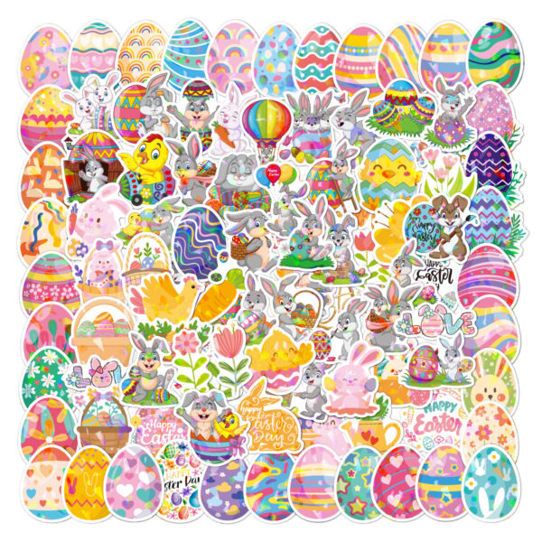 Wholesale 100pcs Easter Egg Series Waterproof Vinyl Stickers