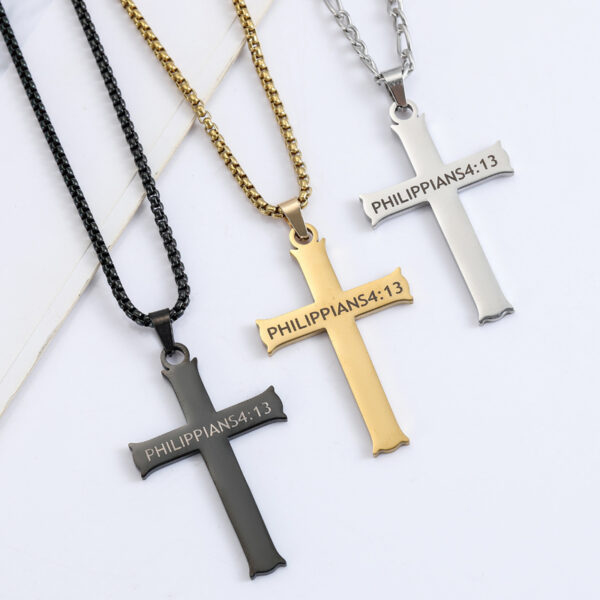 Wholesale Cross letter pendant stainless steel necklace