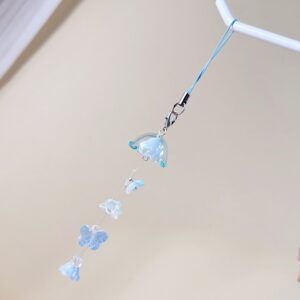 25b42 glazed butterfly lily of the valley wind chime (blue)