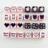 Wholesale 10pcs 14mm printed black and pink love bow flower square acrylic beads