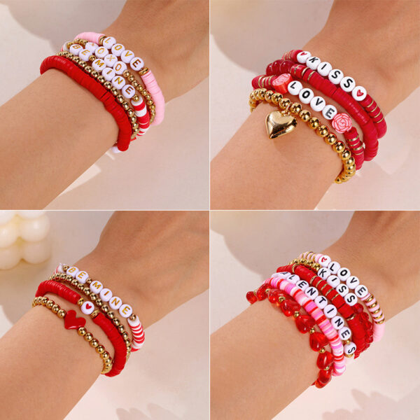 Wholesale Valentine's Day Multi layered Pink Love Bracelet