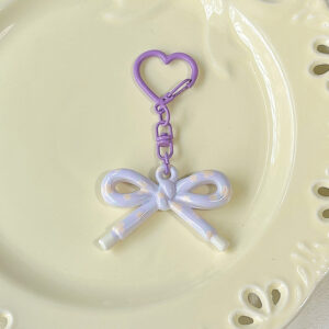Double-sided printed bow pendant-purple