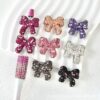 Wholesale 10pcs Colorful diamond clay butterfly bow ribbon with vertical hole beads