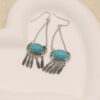 Wholesale Tassel long turquoise feather shaped pendant earrings