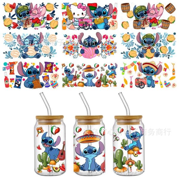 Wholesale Popular Stitch Uv Dtf Transfer Crystal Transparent Sticker Waterproof and Scratch-Resistant Cartoon Cute Decoration Wholesale Cross-Border