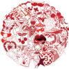 Wholesale 50pcs Cartoon Valentine's Day Simple Graffiti Stickers